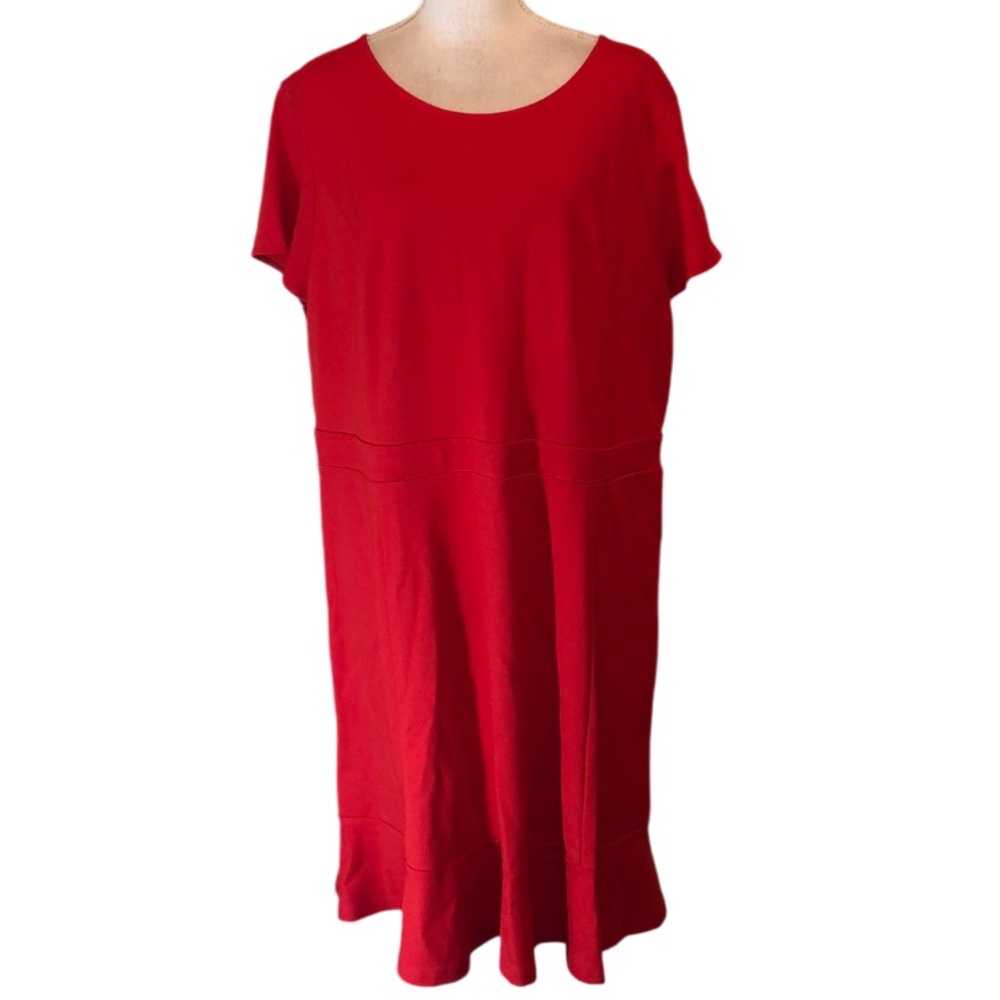 Loft plus size red short sleeve midi dress